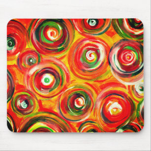 Bright Warm Circles and Swirls Original Abstract Mouse Pad