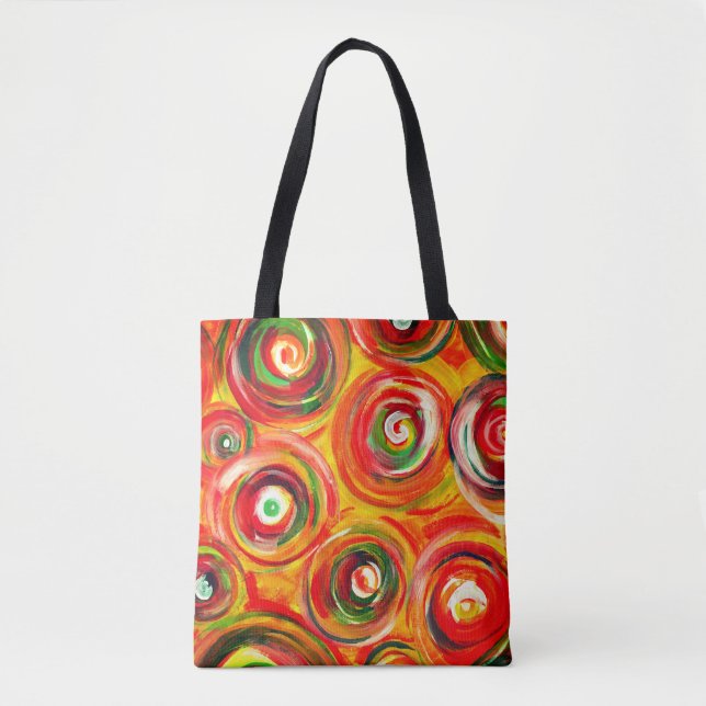 Bright Warm Circles and Swirls Original Abstract Tote Bag (Front)