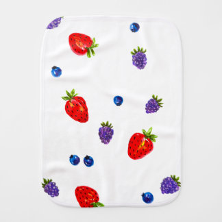 Bright Watercolor Berry Medley Fruit Pattern Baby Burp Cloth