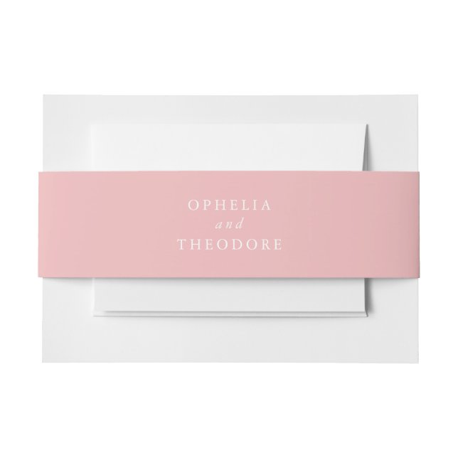 Bright Watercolor Botanical Blush Pink Wedding Invitation Belly Band (Front Example)