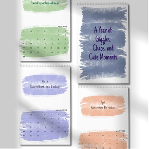 Bright Watercolor Brush Quote Calendar 2026