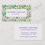 Bright Watercolor Cactus &amp; Succulent Pattern Business Card