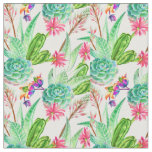 Bright Watercolor Cactus &amp; Succulent Pattern Fabric