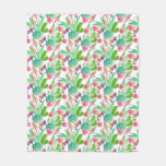 Bright Watercolor Cactus &amp; Succulent Pattern Fleece Blanket
