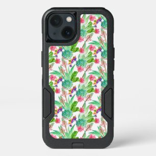 Bright Watercolor Cactus & Succulent Pattern iPhone 13 Case