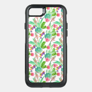 Bright Watercolor Cactus & Succulent Pattern OtterBox Commuter iPhone SE/8/7 Case