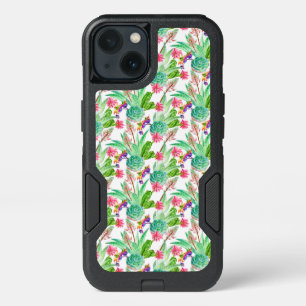 Bright Watercolor Cactus & Succulent Pattern iPhone 13 Case