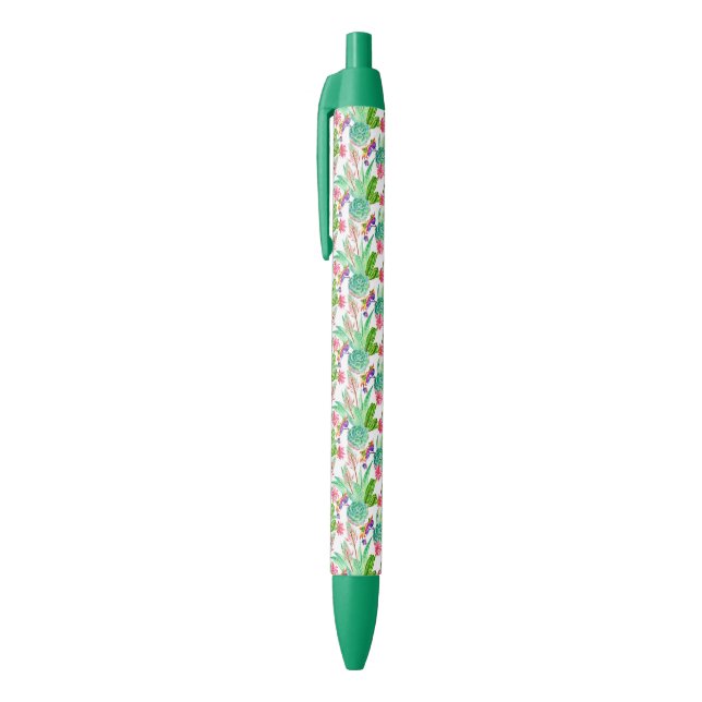 Bright Watercolor Cactus & Succulent Pattern Pen (Top (Vertical))