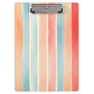 Bright Watercolor Colorful Stripe Pattern Clipboard
