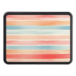 Bright Watercolor Colorful Stripe Pattern Hitch Cover