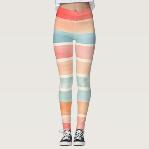 Bright Watercolor Colorful Stripe Pattern Leggings