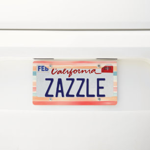 Bright Watercolor Colorful Stripe Pattern License Plate Frame