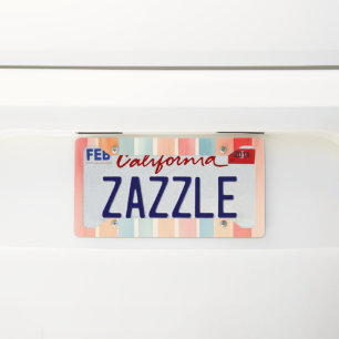 Bright Watercolor Colorful Stripe Pattern License Plate Frame