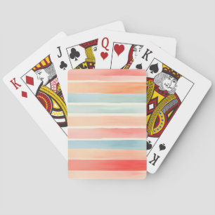 Bright Watercolor Colorful Stripe Pattern Poker Cards