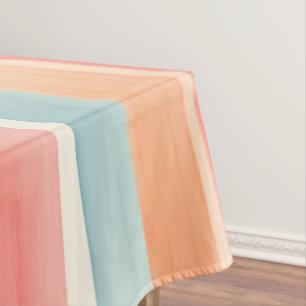 Bright Watercolor Colorful Stripe Pattern Tablecloth