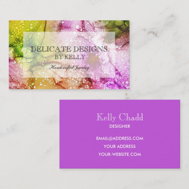 Bright Watercolor Design Business Card (Front/Back)