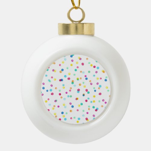 Bright Watercolor Dots Seamless Pattern Ceramic Ball Christmas Ornament