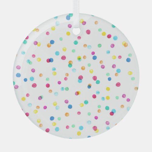 Bright Watercolor Dots Seamless Pattern Glass Ornament