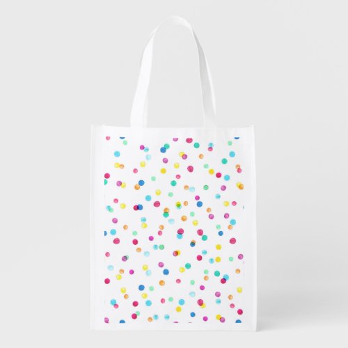 Bright Watercolor Dots Seamless Pattern Grocery Bag