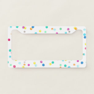 Bright Watercolor Dots: Seamless Pattern. License Plate Frame