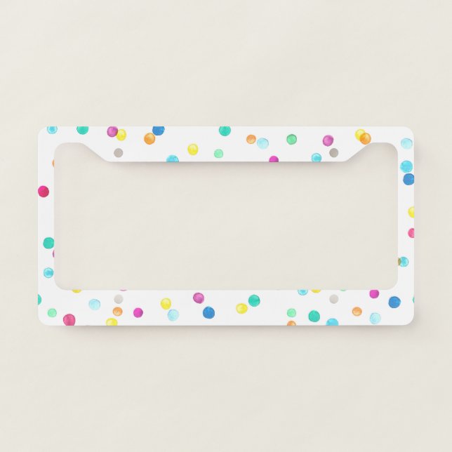 Bright Watercolor Dots: Seamless Pattern. License Plate Frame (Front)