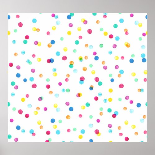 Bright Watercolor Dots Seamless Pattern Poster