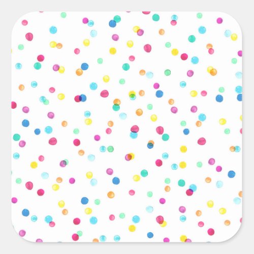 Bright Watercolor Dots Seamless Pattern Square Sticker