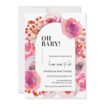Bright Watercolor Floral Arch Oh Baby Shower  Invitation