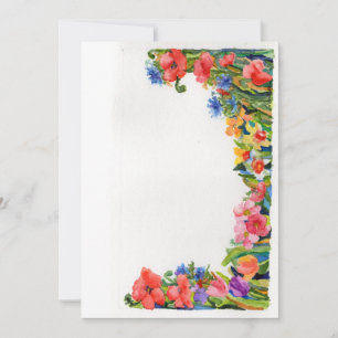 bright watercolor floral border note card