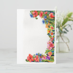 bright watercolor floral border note card