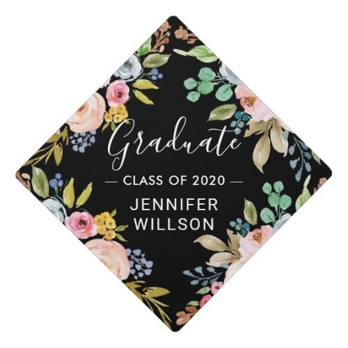 Bright Watercolor Floral | Class of 2019 Graduate Graduation Cap Topper Bright Watercolor Floral Class of 2019 Graduate Graduation Cap Topper
