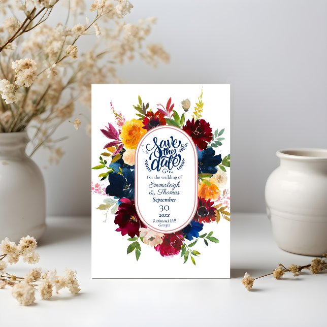Bright Watercolor Floral Save the Date Invitation (Creator Uploaded)