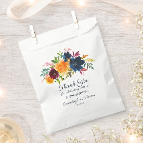 Bright Watercolor Floral Thank You Favor Bag