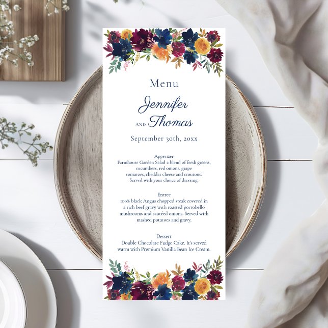 Bright Watercolor Floral Wedding Menu (Creator Uploaded)