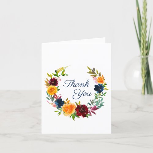 Bright Watercolor Floral Wedding Thank You 