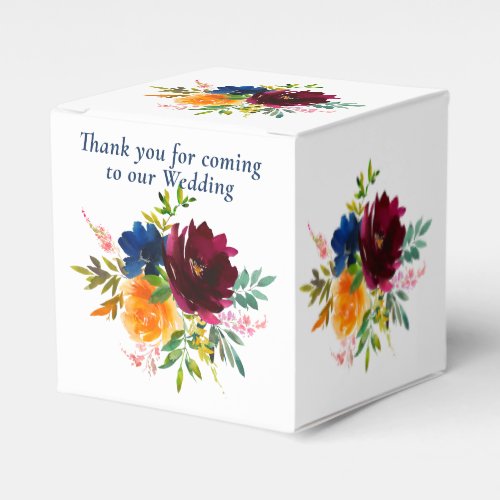 Bright Watercolor Floral White Wedding Favor Boxes