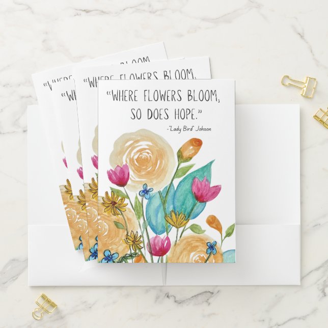 Bright Watercolor Florals Pocket Folder (In Situ)