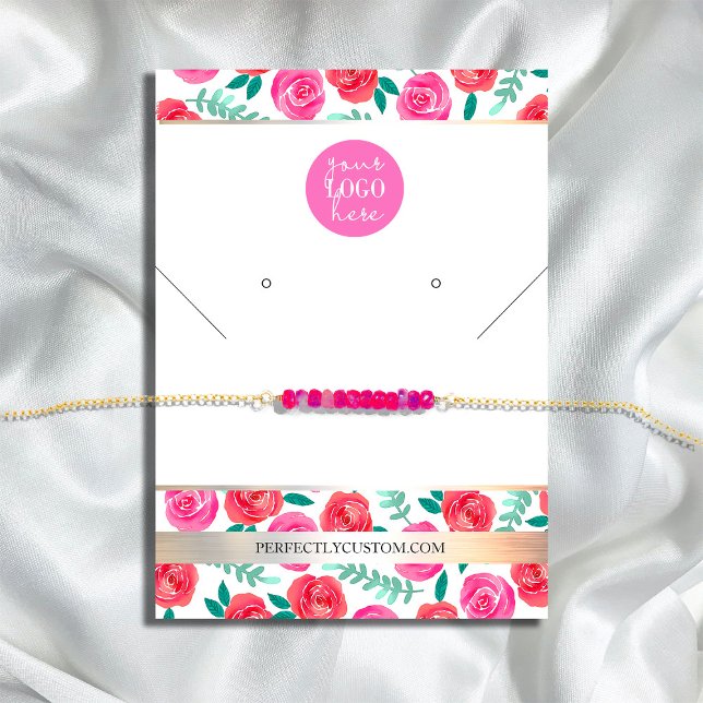 Bright Watercolor Flowers necklace earrings B Business Card (Bright Watercolor Flowers necklace earrings B Business Card #necklace #zazzlemade #watercolorflowers)