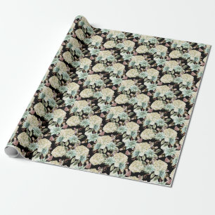 Bright Watercolor: Hydrangea Rose Pattern. Wrapping Paper