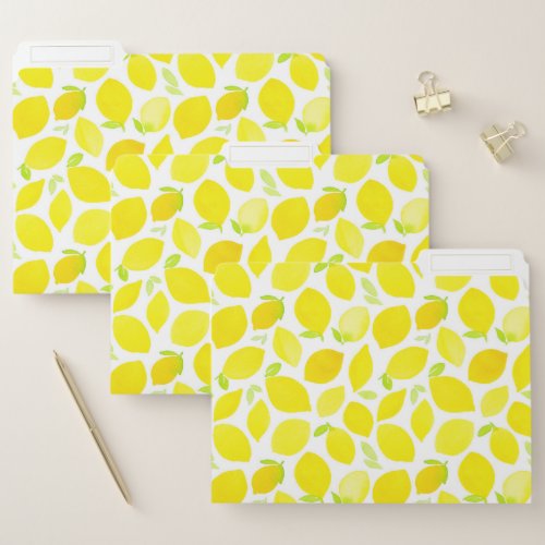 Bright Watercolor Lemon Pattern File Folder