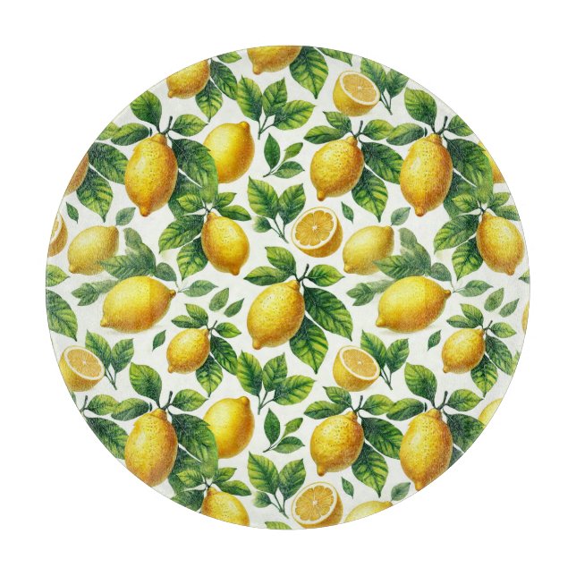 Bright Watercolor Lemons  Cutting Board (Front)
