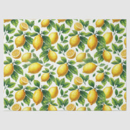 Bright Watercolor Lemons Decoupage Tissue Paper