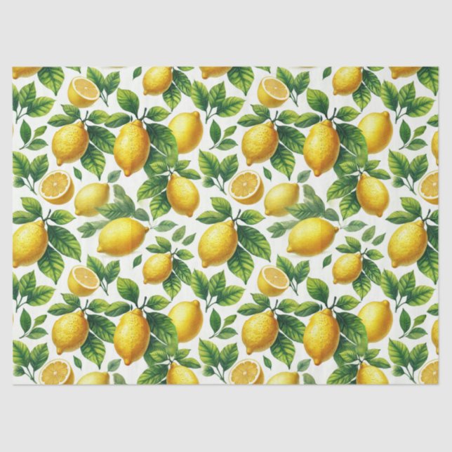 Bright Watercolor Lemons Decoupage  Tissue Paper (Front)