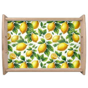 Bright Watercolor Lemons Serving Tray