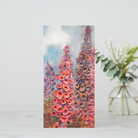 Bright Watercolor of Foxgloves (Standing Front)