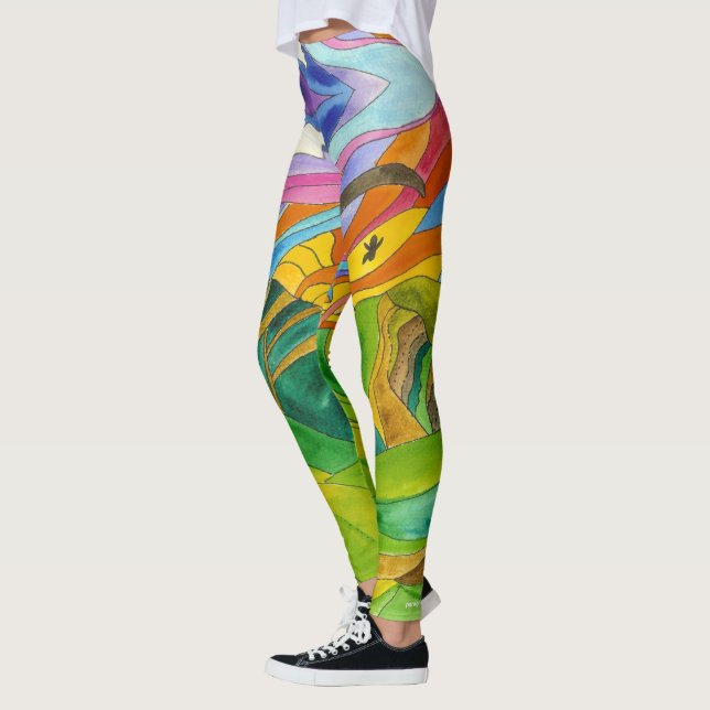 Bright Watercolor Paragliding Legging (Left)