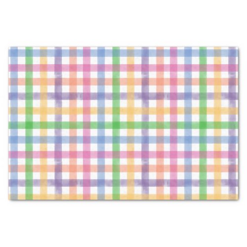 Bright Watercolor Plaid Pattern Tissue Paper