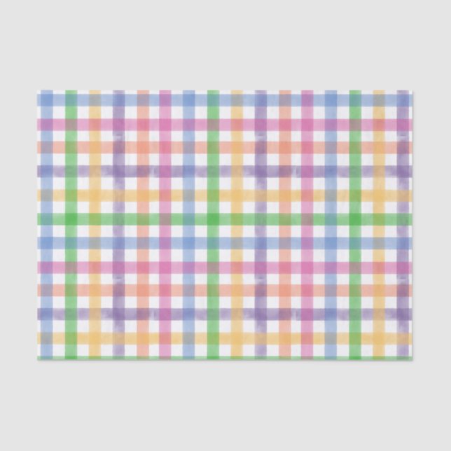 Bright Watercolor Plaid Pattern Tissue Paper (Front)