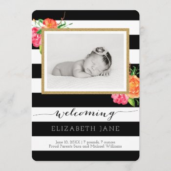 Bright Watercolor Roses Birth Announcement by NoteworthyPrintables at Zazzle