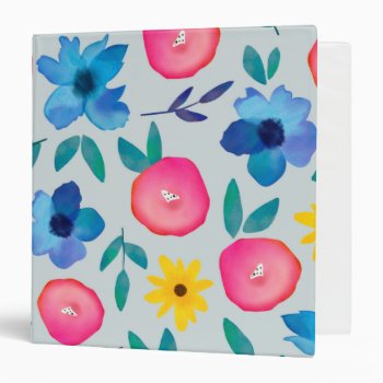Bright Watercolor Spring Flowers Binder by DesignByLang at Zazzle